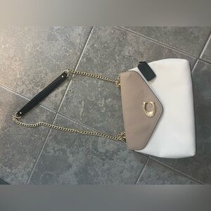 Coach white and tan bag